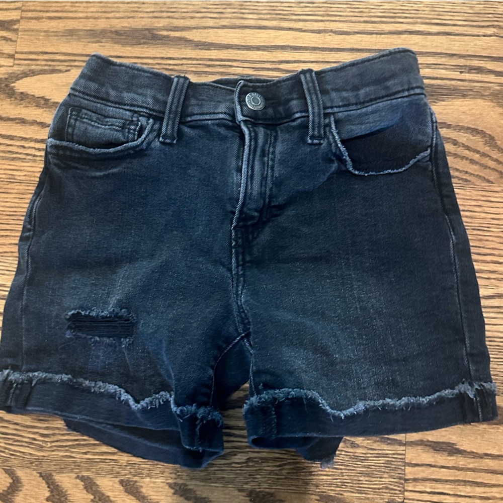 Dark Grey Distressed Denim Shorts